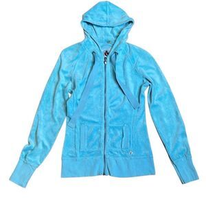 Twisted Heart Terry Cloth Blue Fitted Hoodie